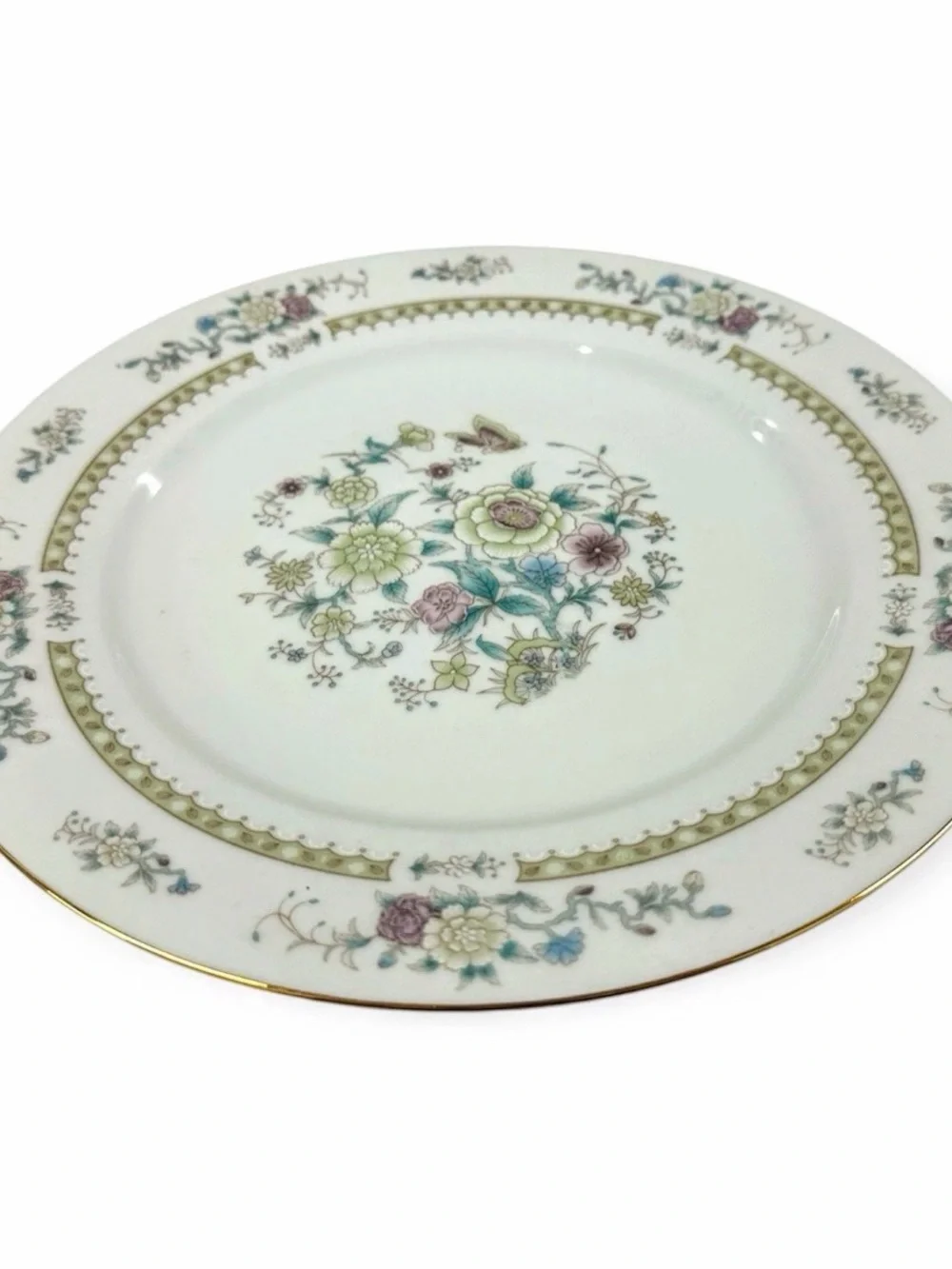 Baum Bros Ming Floral Set of 6 Dinner Plates 10.5” Fine China Gold Trim